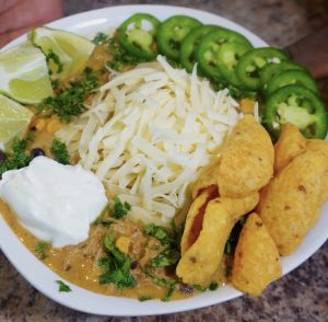 white chicken chili in a bowl