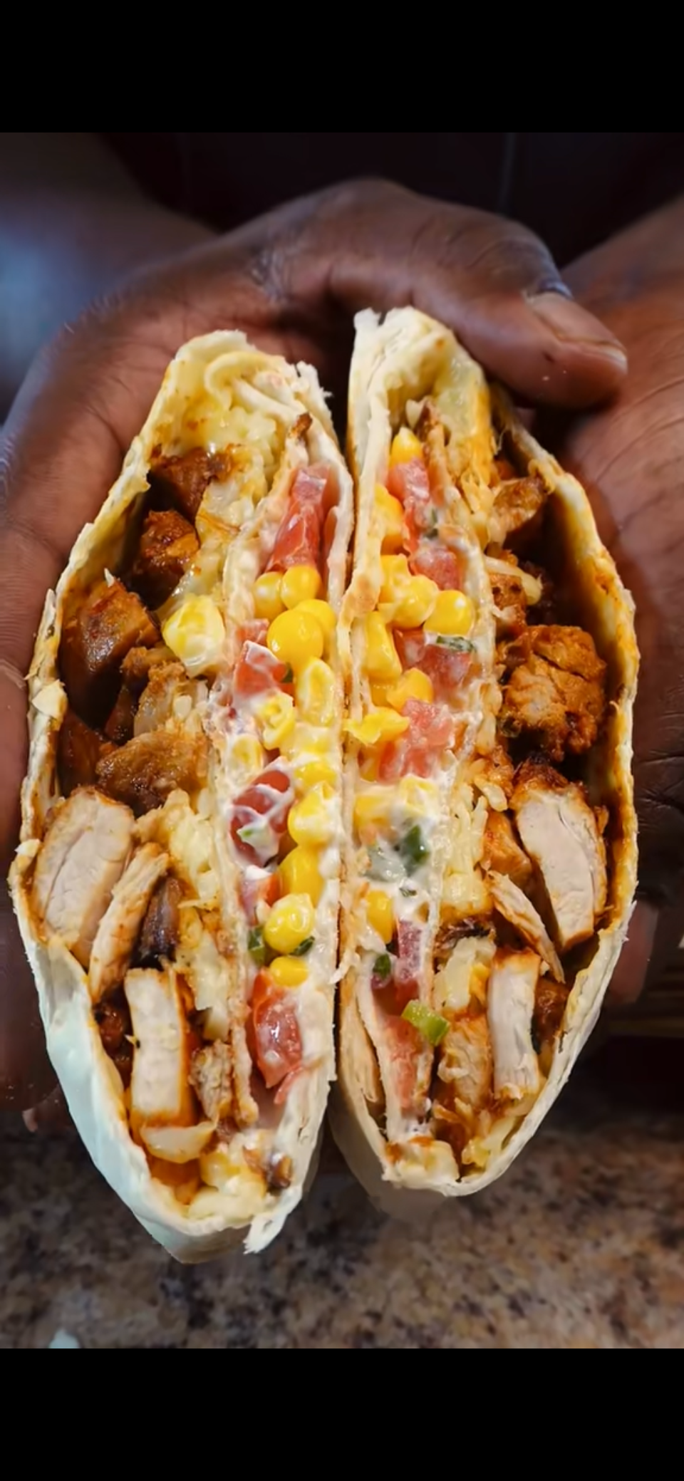 cross section shot of honey chipotle chicken crunchwrap