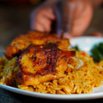 chicken and rice on plate