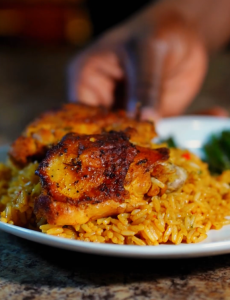 chicken and rice on plate
