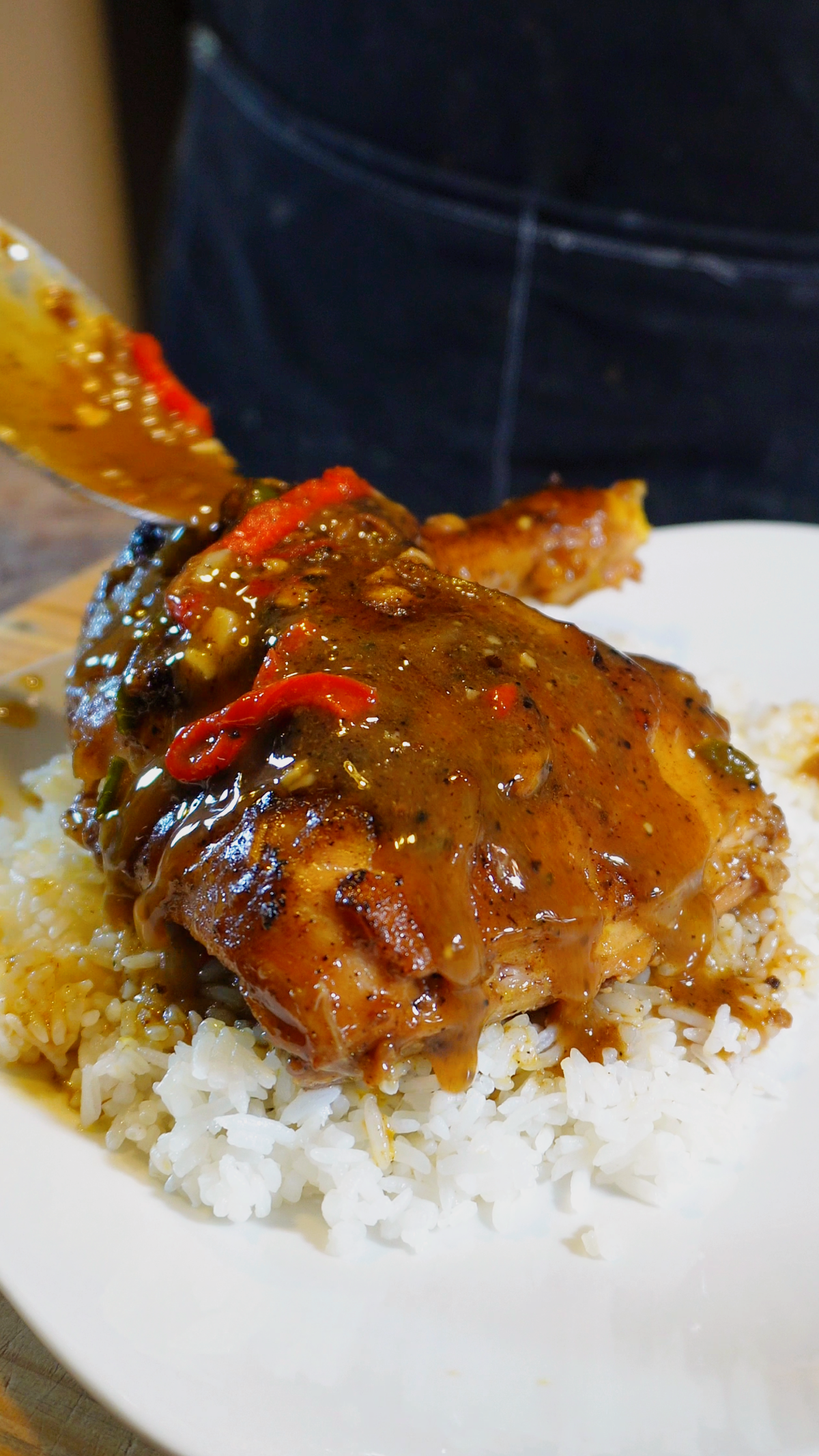 smothered chicken with gravy poured over top