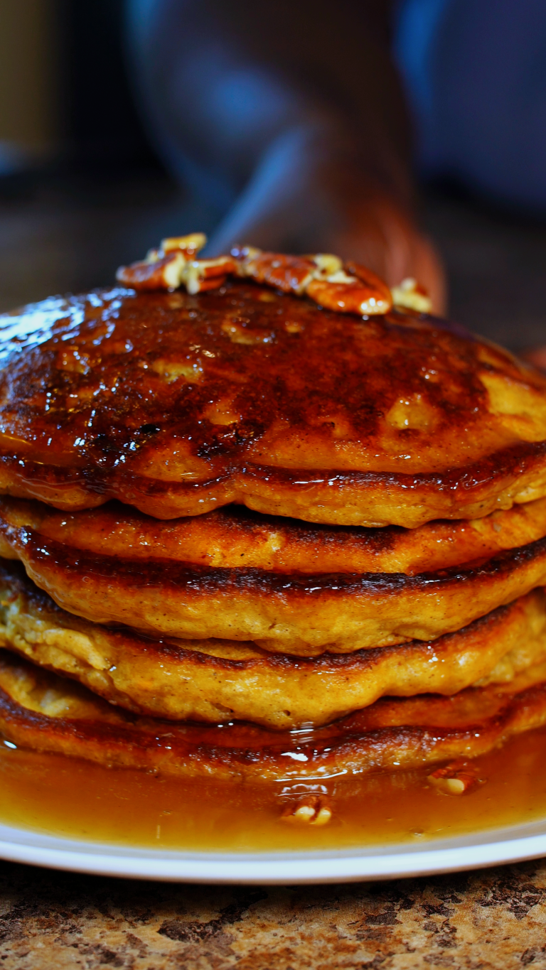 stack of sweet potato pancakes
