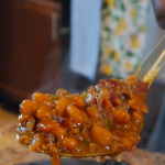 baked beans on a spoon