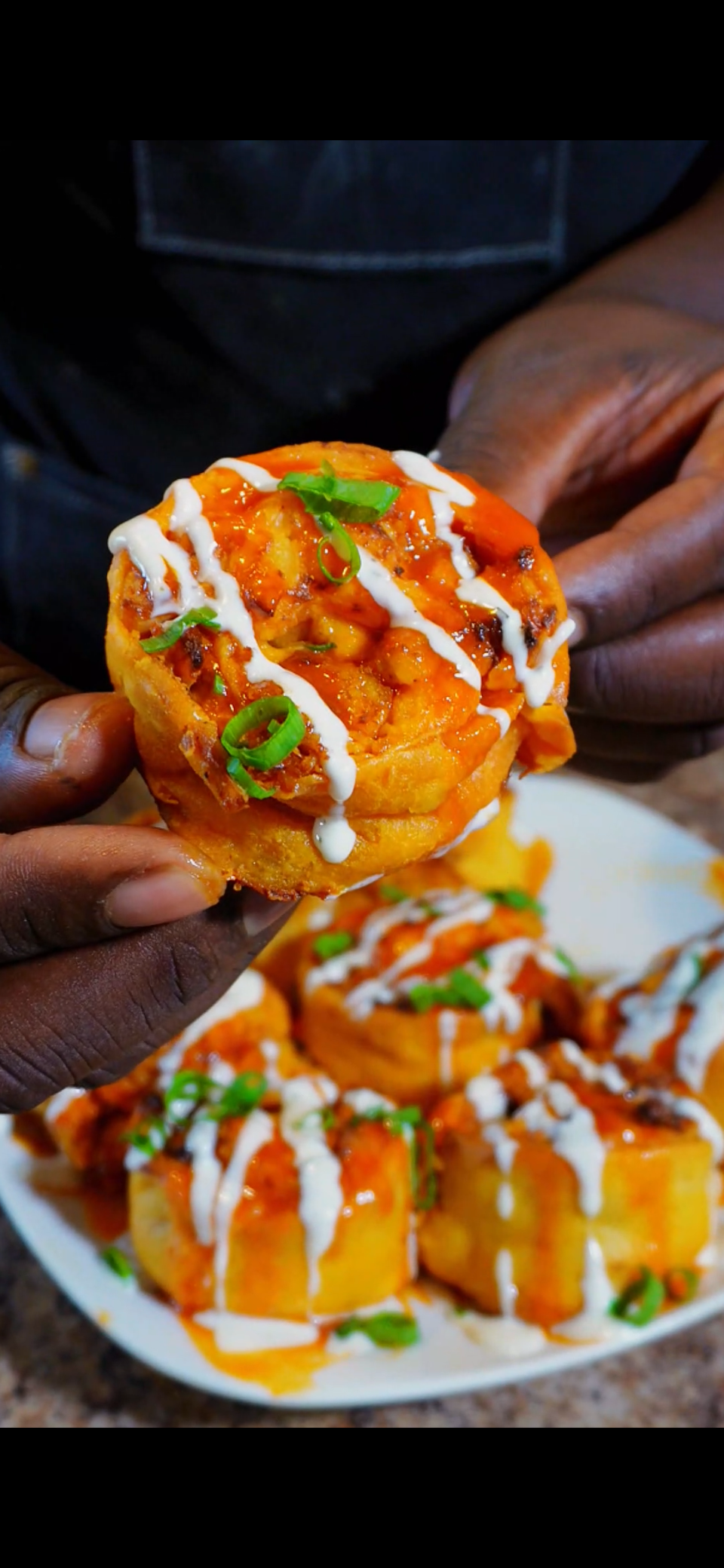 buffalo chicken pinwheel with ranch drizzle