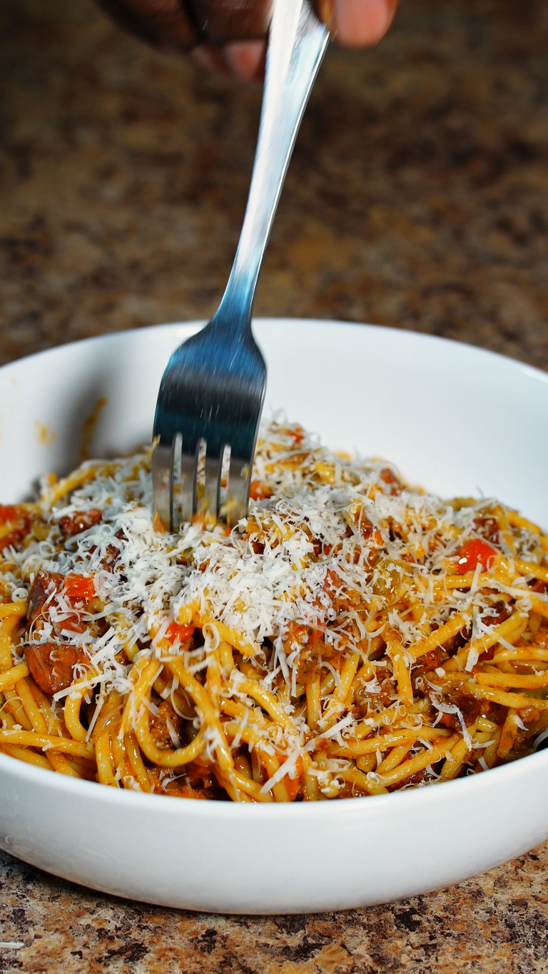 spaghetti on a fork