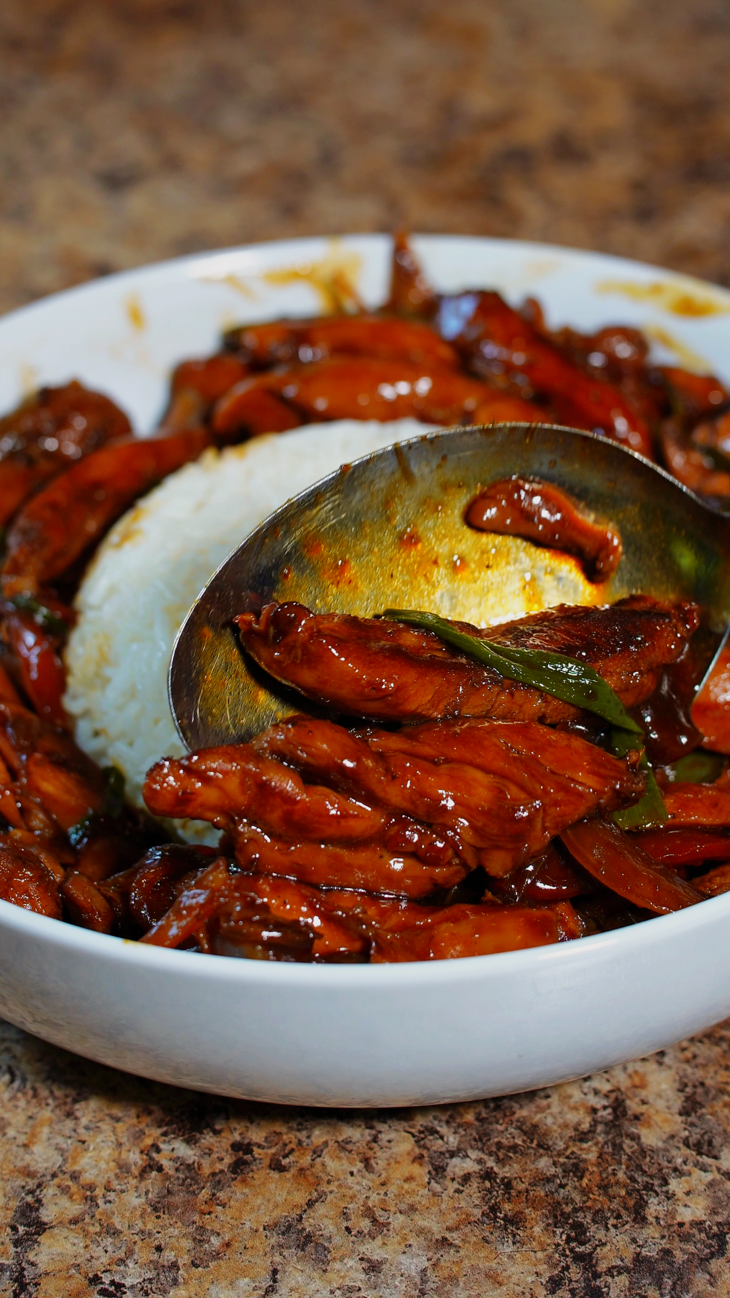 Pepper Chicken on a spoon