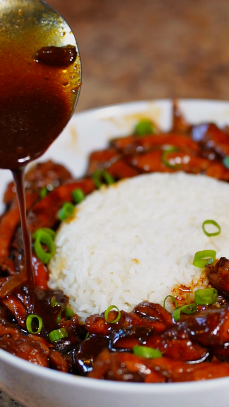 Pepper Chicken on a spoonful of gravy
