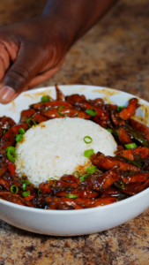 pepper chicken in a bowl